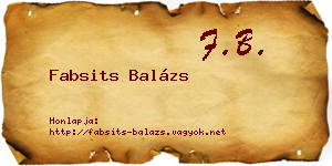 Fabsits Balázs névjegykártya